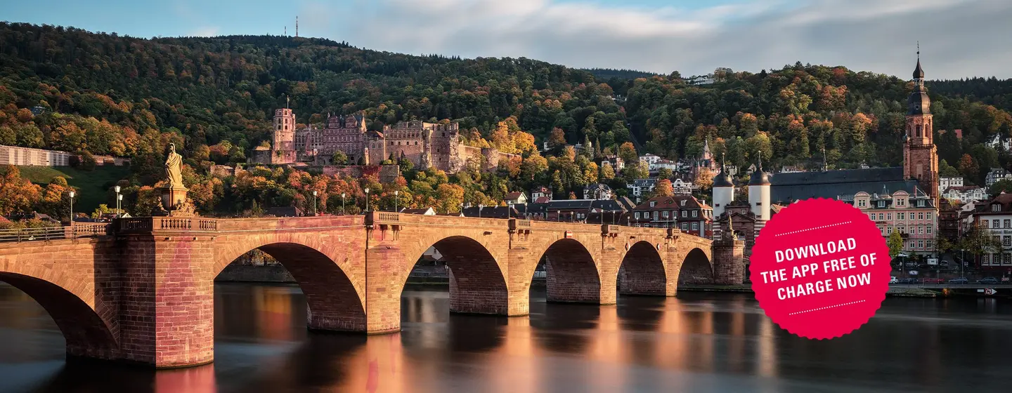 Heidelberg Castle, advertising banner for the app "Monument BW" 